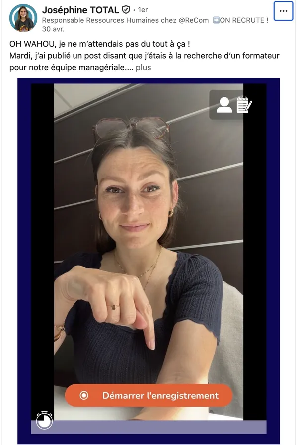 Joséphine, responsable RH, a sélectionné un formateur grâce aux vidéos 2’MAX